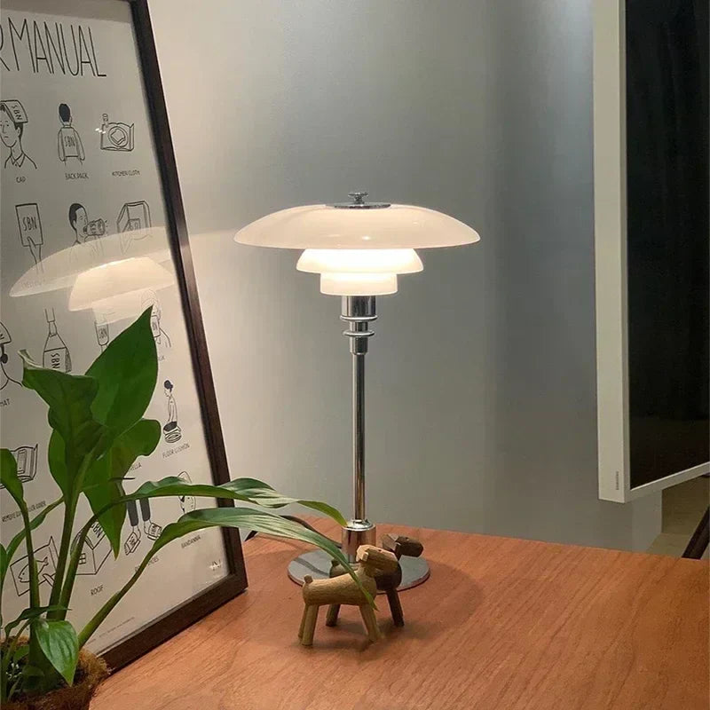Nordic Glass Table Lamp with Minimalist Design and Warm LED – Stylish Bedside or Desk Lamp for Living Room-3